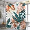 "1pc Tropical Leaf Shower Curtain - Waterproof Polyester, 12 Hooks, 71x71", Home & Bathroom Decor