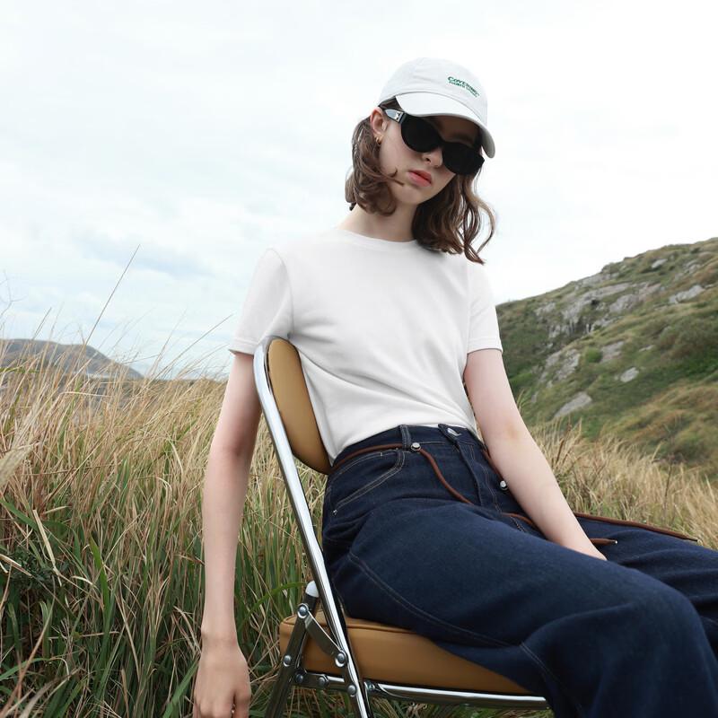 Sancai Women's Solid Round Neck Short Sleeve T-Shirt