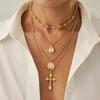 Wind Imitation Crystal Flower Chain Collarbone Chain, Fashionable Metal Cross Tag Necklace Set
