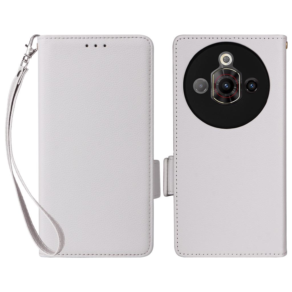 For ZTE nubia Focus Pro Case with Wrist Strap Litchi Texture PU Leather Wallet Phone Cover