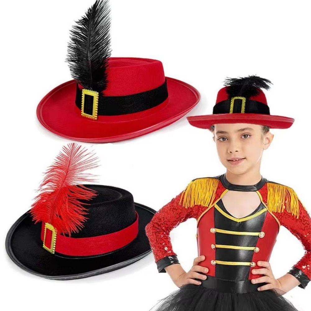 Vintage Black Musketeers Costume Hat Magician Hat Kids Cosplay Hat  Men Women Unisex