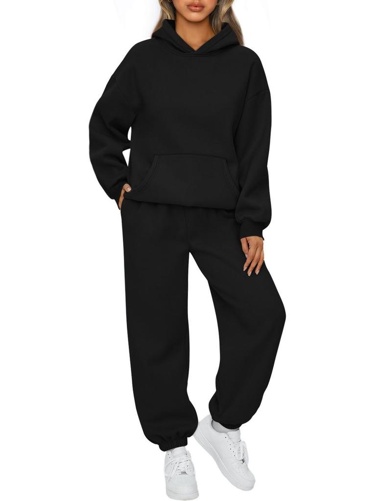 Women's Fall/Winter Casual Two-Piece Set Hooded Sweatshirt and Sweatpants