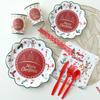 Christmas Disposable Tableware Sets Santa Claus Party Tablecloths Paper Plates Cups Tissue Napkins Straws Decoration Supplies