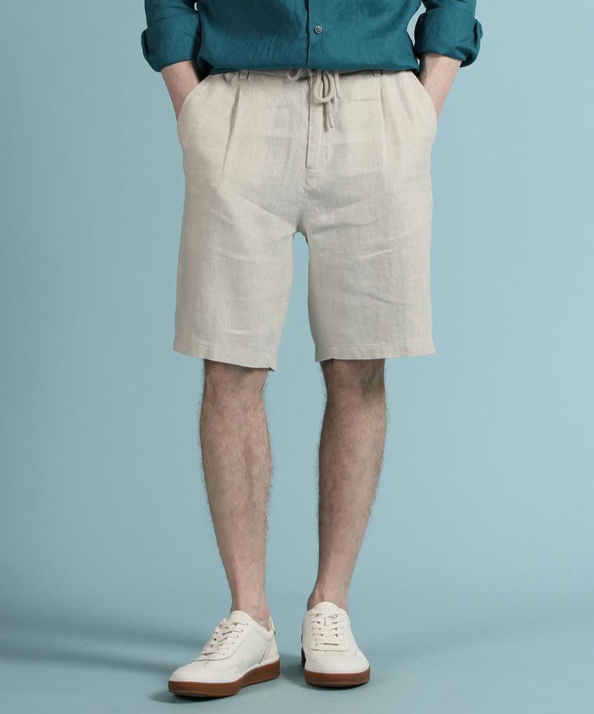 PANICALE Oatmeal Drawstring Linen Shorts (Type B)