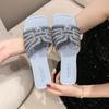 Cool Slippers Women's Summer Outer Wear Fashion 2025 New Temperament Versatile Rhinestone Flat Bottom Non-slip Beach Slippers