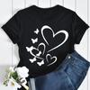 Butterfly Love Heart Print T Shirt Women Fashion Black T Shirt Female Short Sleeve Cute Graphic Tee Shirts Ladies Summer Tops