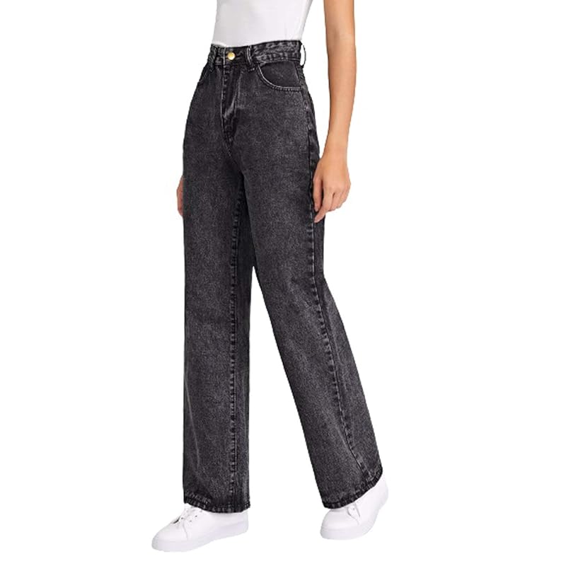 KOTTY Womens High Rise Cotton Lycra Jeans(AW_Black,30) Relaxed 30