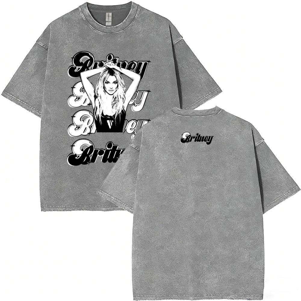 Washed Vintage Britney Spears Oops I Did It Again Graphic T Shirts Men Women Casual Oversized Short Sleeve Tshirts Streetwear