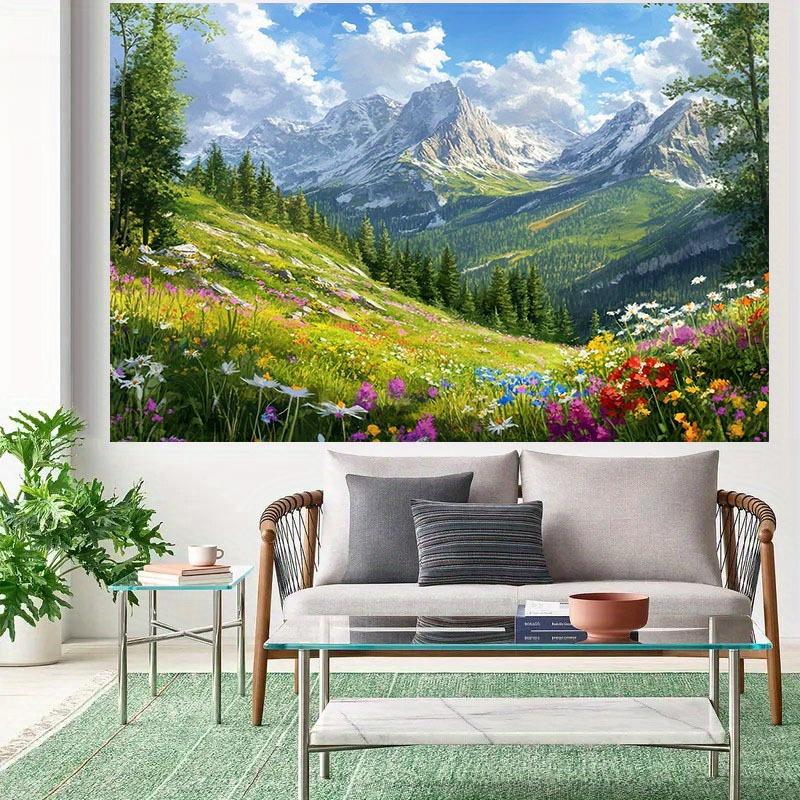 1 2D Alpine Mountain Scenery Photography Background Cloth | Durable Polyester Fabric, Suitable for Festivals and Events