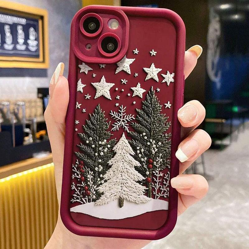 New Winter Christmas Tree Design Pattern Phone Case For iPhone 17 16 Pro Max Air 15 14 13 12 11 XS X XR 7 8 Plus SE2 16e Cover