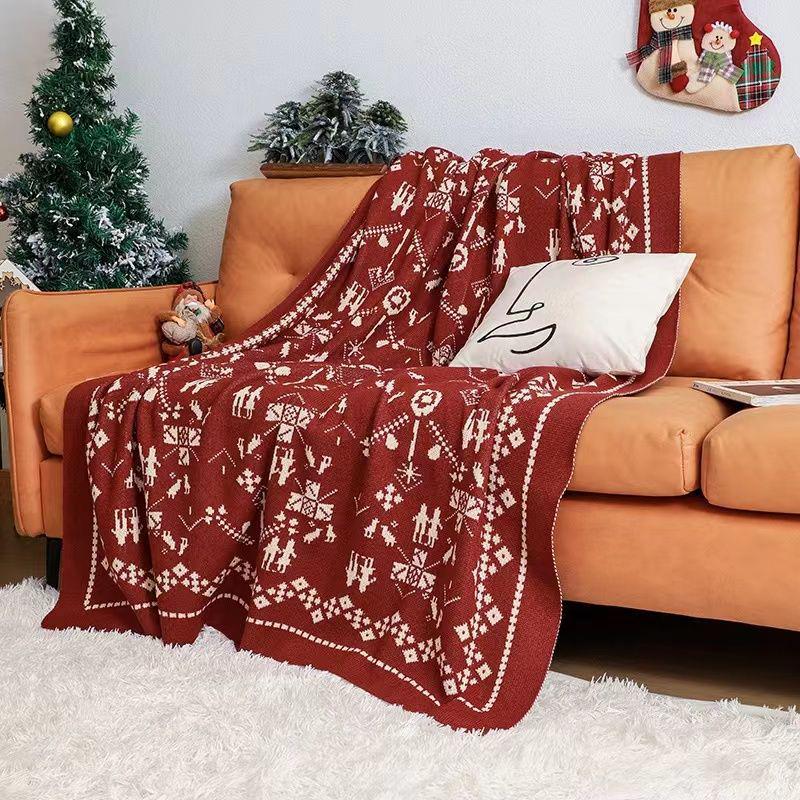Custom Knitted Jacquard Sofa & Christmas Blanket Gift