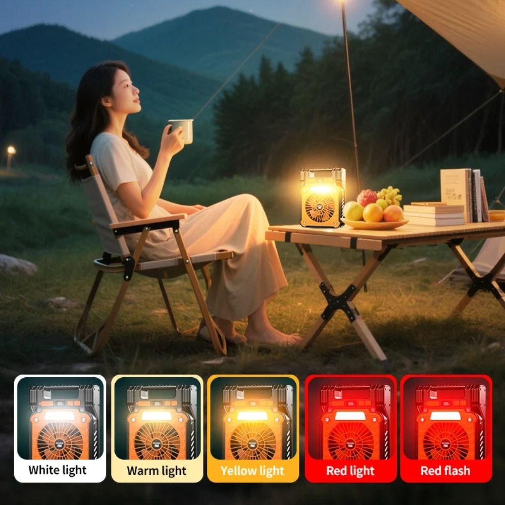 Folding Design Portable USB Fan Green/Orange Solar Electric Fan LED Camping Light  Hiking