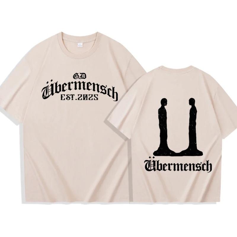 

Футболка Gdragon-Ubermensch 2025 Чоловіча Жіноча Хараджуку Круглий виріз Літня Повсякденна Сорочка XXL бежевий