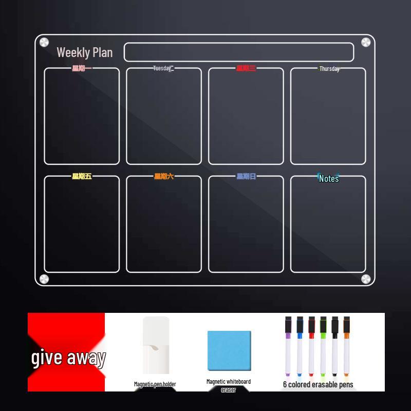 Clear Magnetic Acrylic Double-Layer Dry Erase Board for Refrigerator