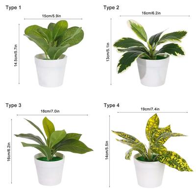 Artificial Potted Plants Small Simulated Green Plants for Home Decor, Office Desk, Indoor Landscape, Creative Fake Leaf Decor