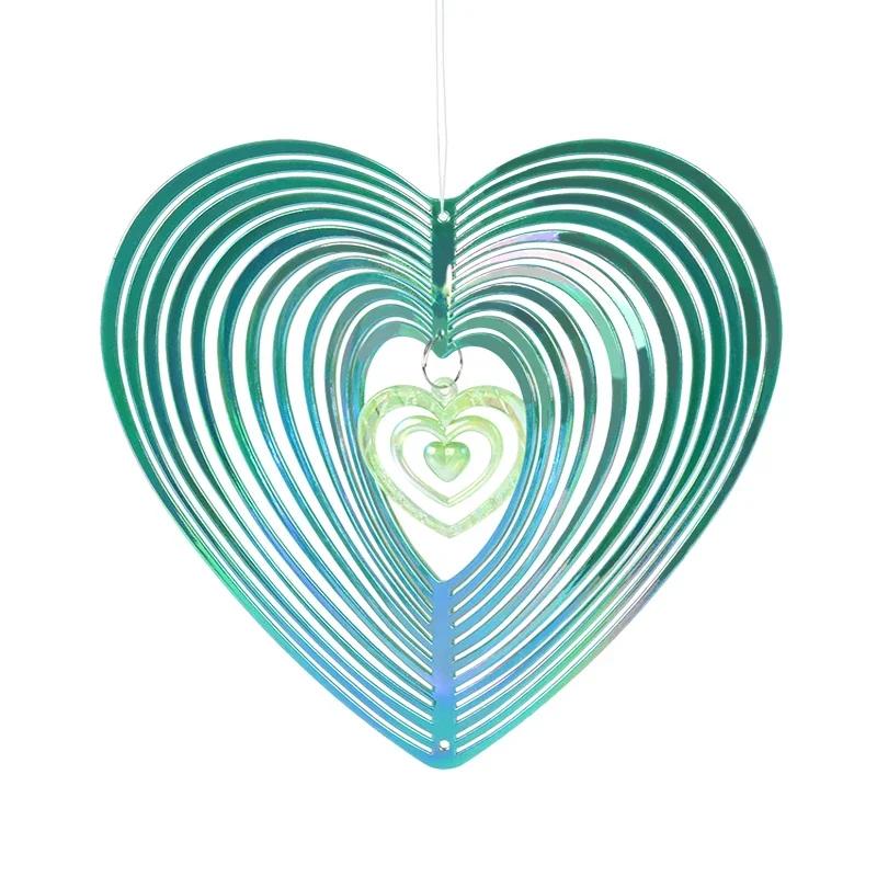 Heart Butterfly Wind Spinners Hanging Ornaments Bird Deterrent Wind Catcher Rotating Wind Chime Home Garden Outdoor Decorations