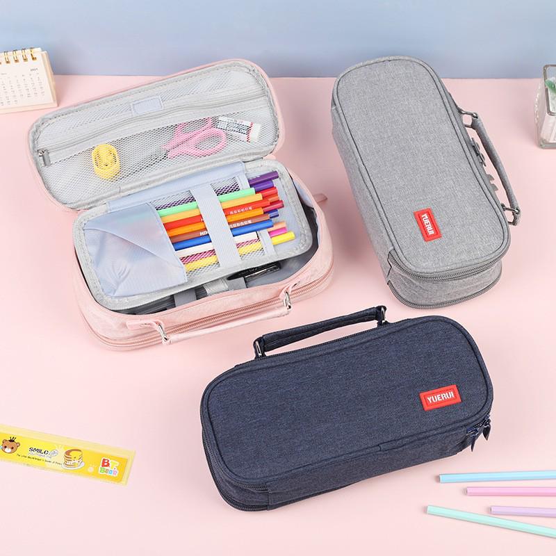 Multi-layer Double Zipper Oxford Cloth Pencil Case: Large Capacity for Junior High & High School Students