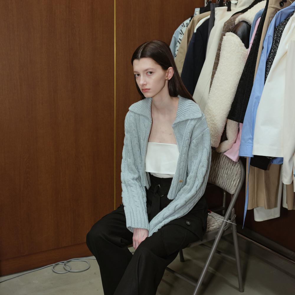 Moonsward Sky Cable Zip-Up Cardigan