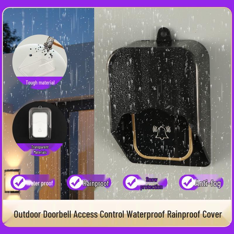 Wireless Waterproof Outdoor Doorbell Cover - Black Rainproof, Splash Proof, Button Protection Yes