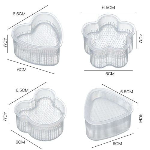 FUNKID Onigiri Molds, Flower/Bear/Triangle/Heart Shapes, Cute Bento Molds for Home or Business Use, Improves Children's Meals, Easy To Eat, Made of PP
