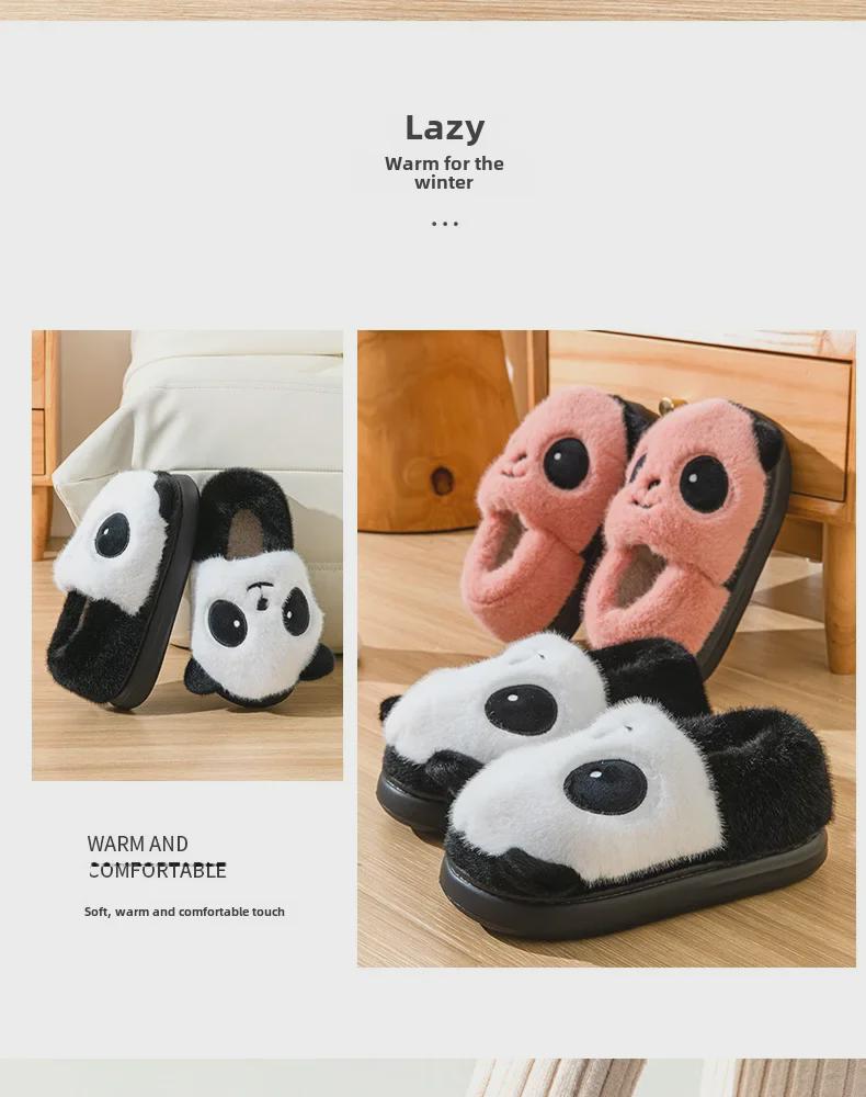 Women's Winter Panda Cotton Heeled Slippers - Cozy, Non-Slip, Plush Velvet for Warmth