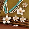Female Medieval Bead Oil Drop Flower Collarbone Necklace