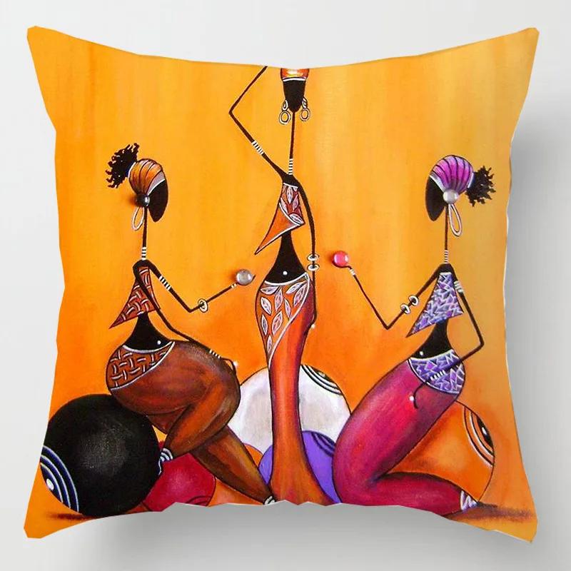 Abstract Oil Painting African Women Cushions Case Modern Abstract Art Decorative Pillows Case Sofa Seat Couch Thick Plush Pillow