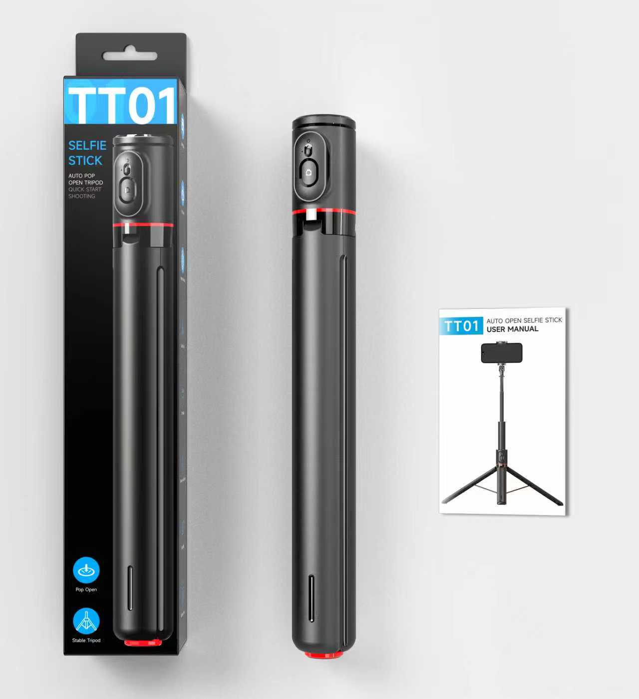 

Tt01 Auto Pop Up Selfie Stick Tripod Hidden Phone Clip Expandable 52.36 For Mobile Phone With Bluetooth Magnetic Remote Set