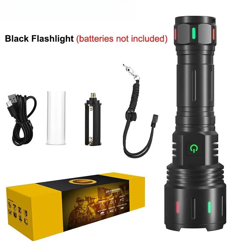 High Power Search Zoom Flashlight Strong Light Tactical Torch Camping Adventure Emergency Spotlight Flashlight With Fluorescent