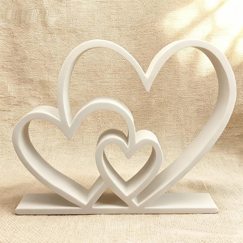 Stylish White Heart Art Sculpture, Contemporary Desktop Decor, Perfect Romantic Valentine Gift for Modern Home Interior