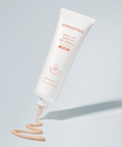Innisfree Daily Uv Tone Up No Sebum Sun Cream Beige Spf50+ Pa++++ 50ml + 10ml 1 FREE