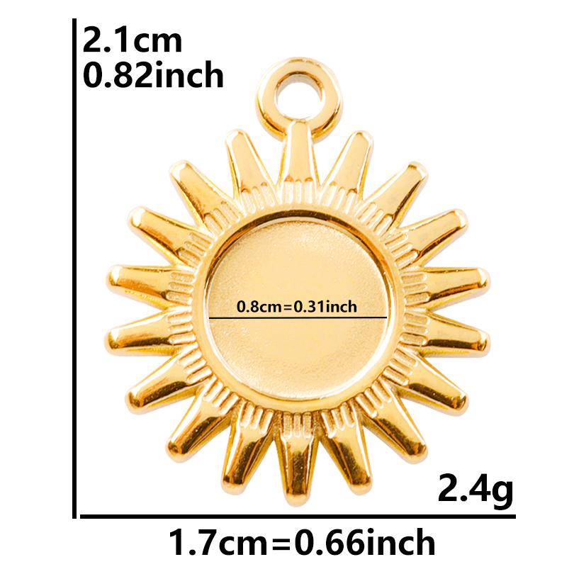 6pcs Real Gold Plated Sun Charms For Jewelry Making Supplies Stainless Steel Charm Pendants Heart Moon Thread Sunshine Material