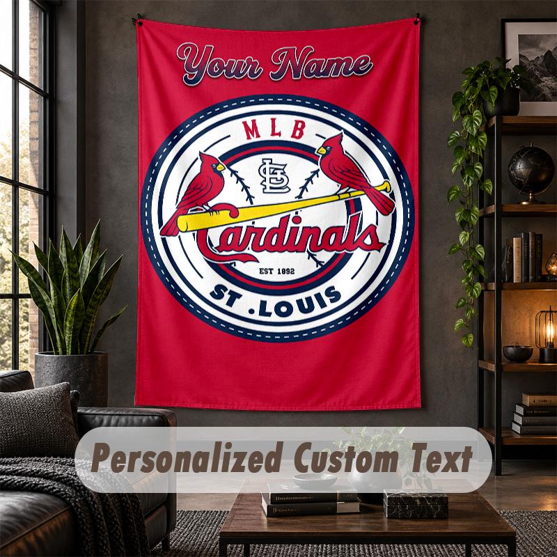 Personalized Wall Tapestry,St. Louis Cardinals Custom Text, Soft Fabric Wall Art For Indoor Decoration