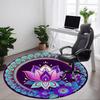 1PC Lotus Mandala Office Round Rug, Non Slip, Soft and Durable Office Rug for Interior Decoration, Perfect for Office