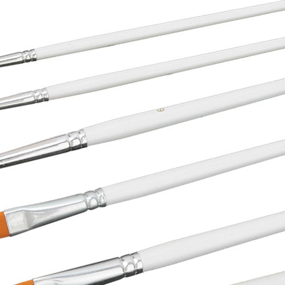 6PCS White Handle Face Paint Kit Mild Formula Nylon Art Brushes  Gouache Acrylic Drawing