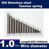 Length250-1000mm,Wire Dia1.0/1.2mm 304 Stainless Steel Tension Springs,Hook Extension Spring,Outer Dia6-12mm,