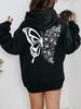 Casual Fashion Hoodie with Vibrant Butterfly & Floral Print - Soft Purple All-Season Comfort Casual Wear Butterfly Print Hoodie Co