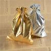 10pcs 9 Sizes (5*7-20*30cm) Gift Bags Gold Silver Color Drawable Organza Pouch Christmas Wedding Gift Jewelry Craft Candy Bags