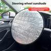 Parked Car Steering Wheel Cover, Soft Quilted Sun Cover, Foldable 43 cm Accessory for Daily Drivers in Warm Weather