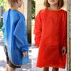 Kids Solid Color Waterproof Long Sleeve Painting Apron Feeding Smock Bib Coat