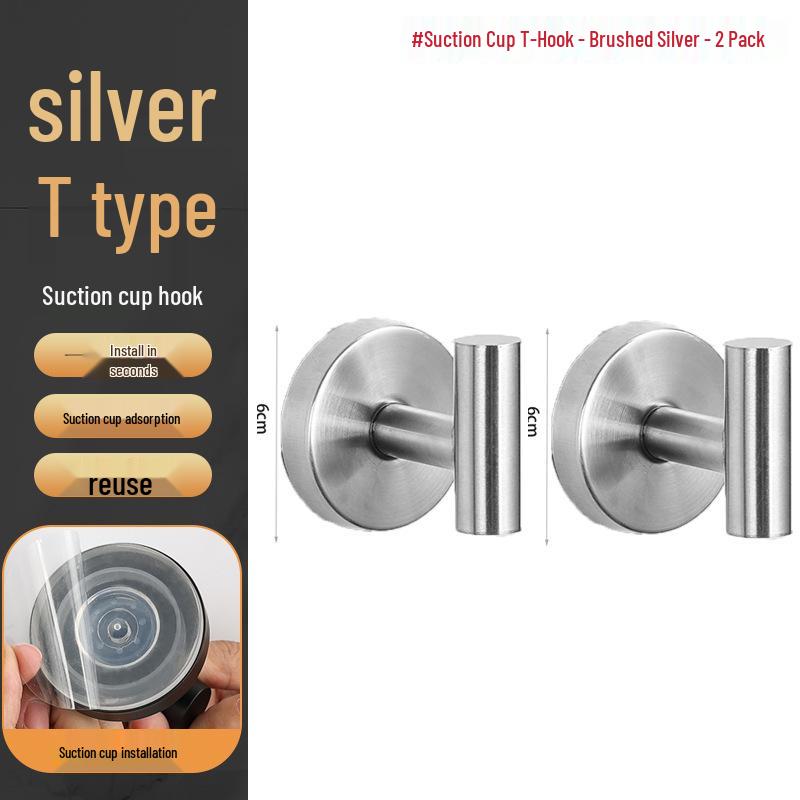 Stainless Steel Traceless Vacuum Suction Cup Hook for Kitchen and Bathroom Towels