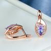 Rose Or Couleur Marquise Coupe Violet Rose Bleu Aqua Cristal Crochet Boucles D'oreilles Pierre De Naissance CZ Drop Dangle Boucles D'oreilles Feuille Creuse