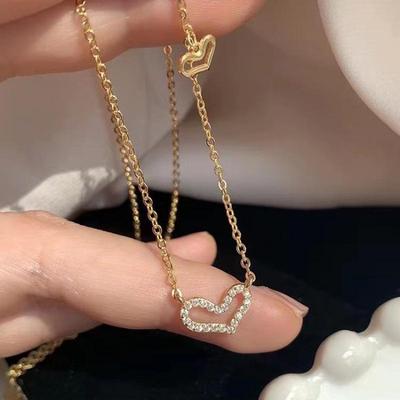 Sterling Silver Zirconia-Studded Heart Pendant Necklace for Women
