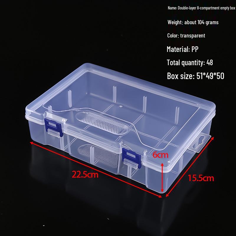 Transparent Storage Box for Electronics, Jewelry, Tools, Plastic Parts, and Fishing Tackle with Large Fixed Grids
