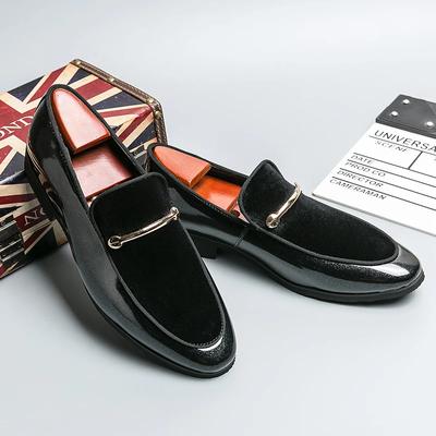 Moda Nowe Mokasyny Męskie Niebieskie Czarne Biznesowe Męskie Buty Wizytowe Ręcznie Robione Wsuwane Okrągły Nosek Wiosna Jesień
