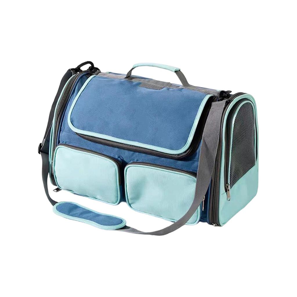 Portable Foldable Pet Carrier Bag for Small Dogs and Cats with Multiple Pockets and Adjustable Shoulder Strap for Travel and Car Use