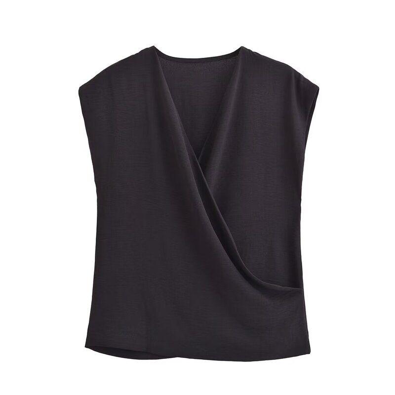 Fashion Style 2024 Summer New Arrival Women's Stylish Fashion All-Match Three-Color Vertical Double Breasted Tops 0264170