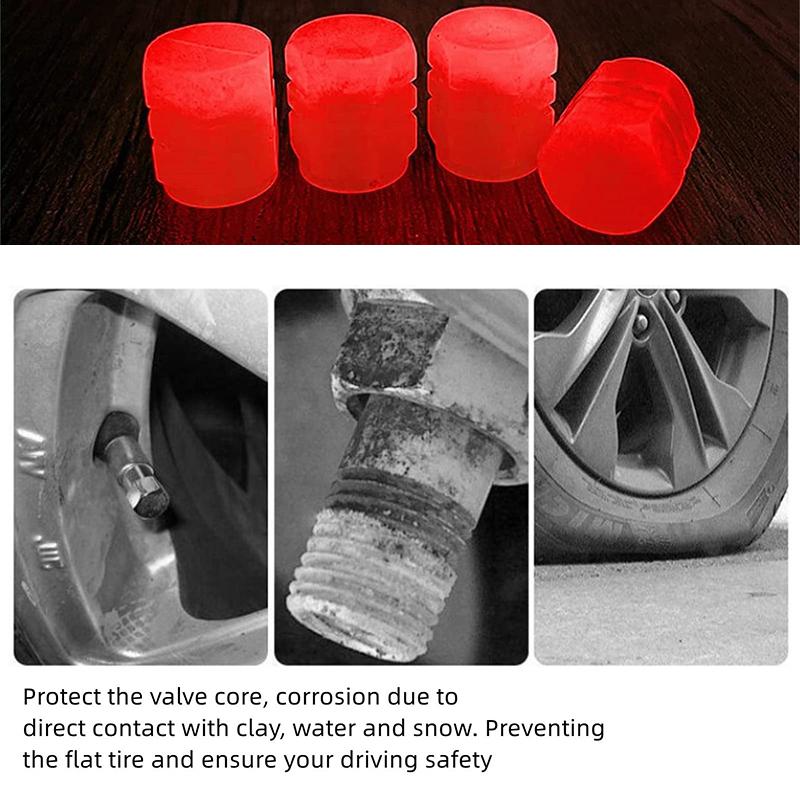 Motorcycle Car Luminous Tire Valve Caps Fluorescent Night Glowing Bicycle Motor Bike Wheel Tyre Hub Valve Stem Caps Decor