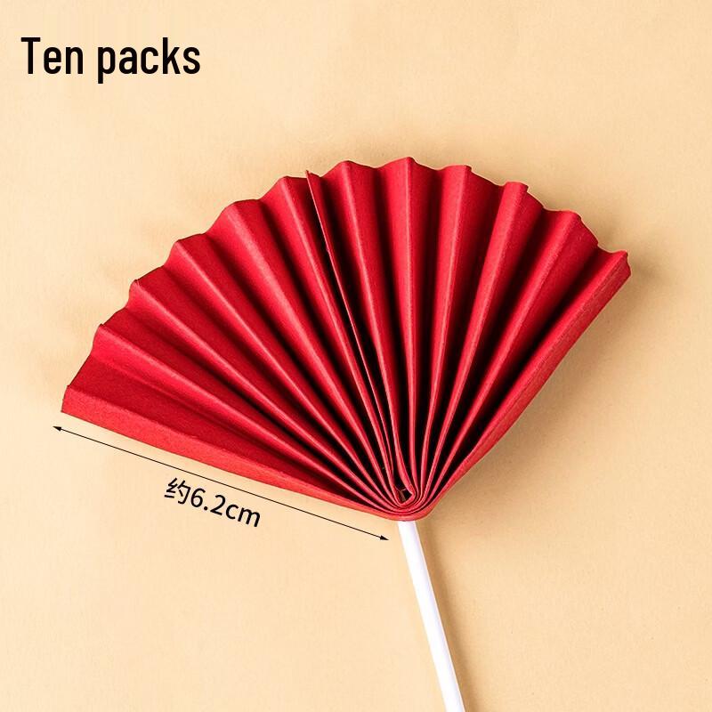LIEI Golden Red Folding Fan Cake Topper