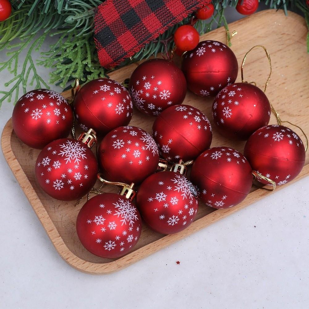 12PCS 6cm Christmas Ball Pendant Plastics Christmas Supplies New Xmas Tree Ornament  Merry Christmas